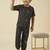 lycra woven full sleeves placement printed t-shirt and track set - black