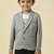 lycra full sleeves blazer set with graphic printed t-shirt - grey