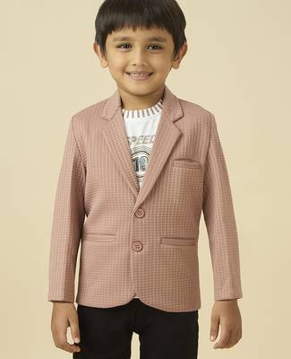 lycra full sleeves blazer set with graphic printed t-shirt - rose 1