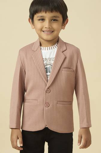 lycra full sleeves blazer set with graphic printed t-shirt - rose