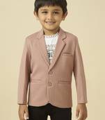 lycra full sleeves blazer set with graphic printed t-shirt - rose
