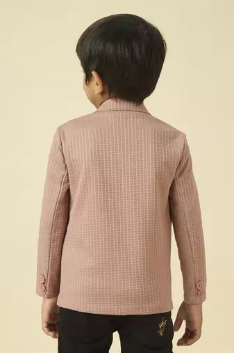 lycra full sleeves blazer set with graphic printed t-shirt - rose