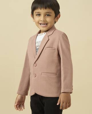 lycra full sleeves blazer set with graphic printed t-shirt - rose 3