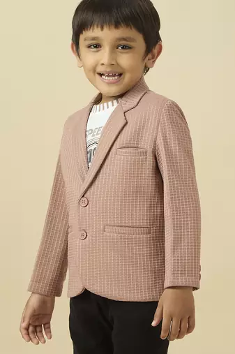 lycra full sleeves blazer set with graphic printed t-shirt - rose