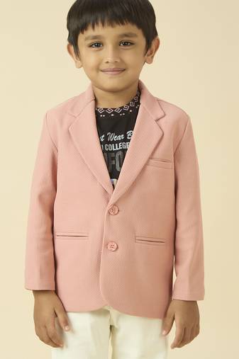 full sleeves blazer set with graphic printed t-shirt - baby pink