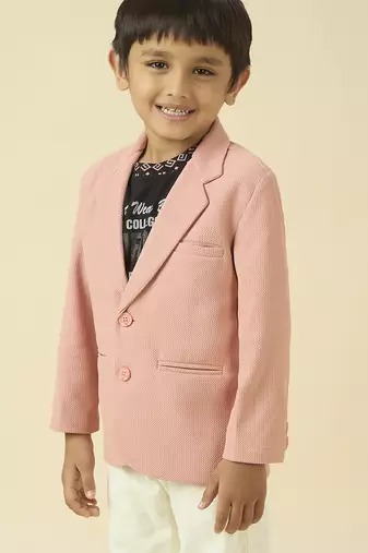 full sleeves blazer set with graphic printed t-shirt - baby pink