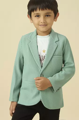 full sleeves blazer set with graphic printed t-shirt - green
