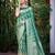 Manohari women's most trendy banarasi satin silk woven aqua green saree with heavy jacquard work saree with blouse piece