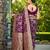 Manohari women's most trendy banarasi satin silk woven purple wine saree with jacquard work saree with blouse piece