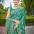 Manohari women's most trendy banarasi satin silk woven aqua green saree with heavy jacquard work saree with blouse piece