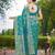 Manohari women's most trendy banarasi satin silk woven turquiose blue saree with jacquard work saree with blouse piece