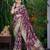 Manohari women's most trendy banarasi satin silk woven purple wine saree with jacquard work saree with blouse piece