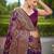 Manohari women's most trendy banarasi satin silk woven purple wine saree with jacquard work saree with blouse piece