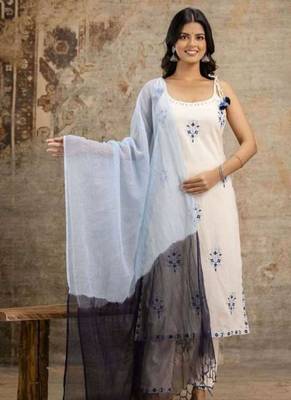 WOMEN COTTON KURTA WITH PANT AND DUPATTA  2