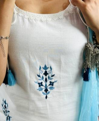 WOMEN COTTON KURTA WITH PANT AND DUPATTA  4