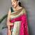 Pink printed silk blend saree with blouse 