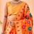 Orange printed silk blend saree with blouse