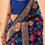 Blue printed silk blend saree with blouse