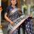 Black self design embellished silk blend saree with blouse