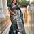 Green self design embellished silk blend saree with blouse