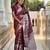 Maroon self design embellished silk blend saree with blouse