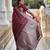 Maroon self design embellished silk blend saree with blouse