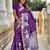 Purple self design embellished silk blend saree with blouse