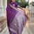 Purple self design embellished silk blend saree with blouse