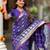 Blue self design embellished silk blend saree with blouse