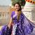 Blue self design embellished silk blend saree with blouse