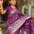 Wine self design embellished silk blend saree with blouse