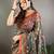 Green printed silk blend saree with blouse