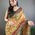 Mustard printed silk blend saree with blouse