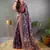 Blue printed silk blend saree  with blouse