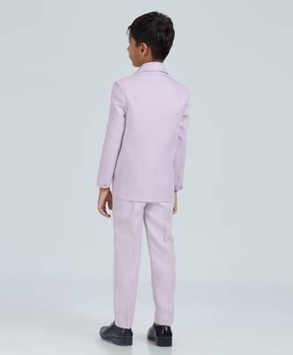 pleated collar suit set full sleeves blazer, shirt, pant and waist coat with bow tie - mauve 2
