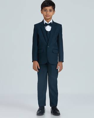 pleated collar suit set full sleeves blazer, shirt, pant and waist coat with bow tie - mauve 1