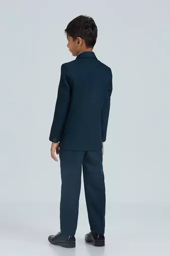 pleated collar suit set full sleeves blazer, shirt, pant and waist coat with bow tie - mauve