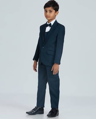 pleated collar suit set full sleeves blazer, shirt, pant and waist coat with bow tie - mauve 3