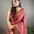 Red printed silk blend saree with blouse