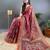 Red printed silk blend saree with blouse