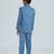 pleated collar suit set full sleeves blazer, shirt, pant and waist coat with bow tie - blue