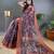 Wine printed silk blend saree with blouse