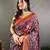 Wine printed silk blend saree with blouse