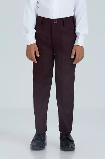pleated collar suit set full sleeves blazer, shirt, pant and waist coat with bow tie - wine
