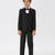 pleated collar suit set full sleeves blazer, shirt, pant and waist coat with bow tie - black