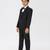 pleated collar suit set full sleeves blazer, shirt, pant and waist coat with bow tie - black