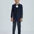 pleated suit set full sleeves blazer, shirt, pant and waist coat with bow tie - nblue