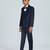 pleated suit set full sleeves blazer, shirt, pant and waist coat with bow tie - nblue