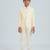 pleated suit set full sleeves blazer, shirt, pant and waist coat with bow tie - cream