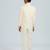 pleated suit set full sleeves blazer, shirt, pant and waist coat with bow tie - cream